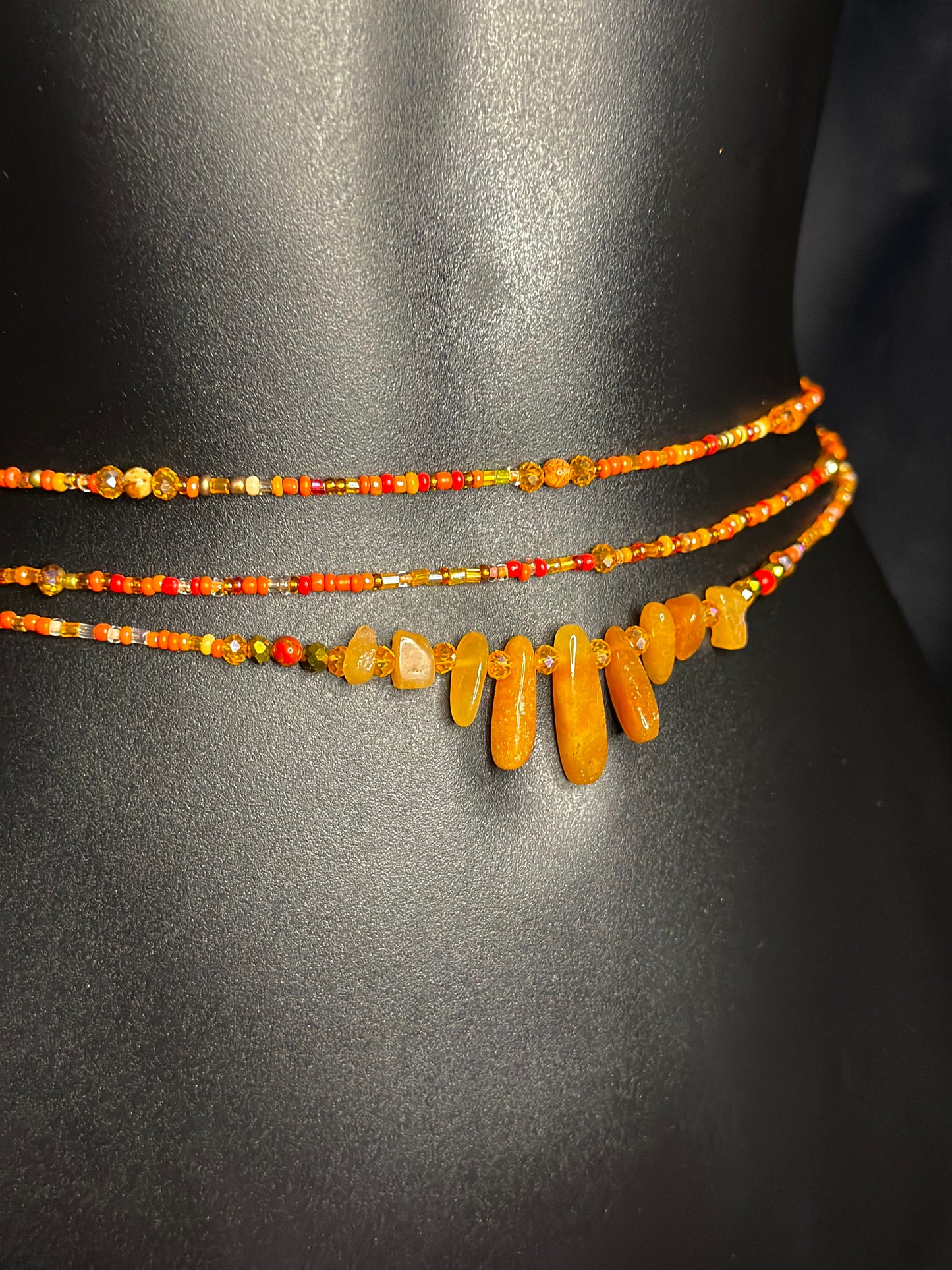 Mango Waistbeads feat. Red Aventurine Pendant