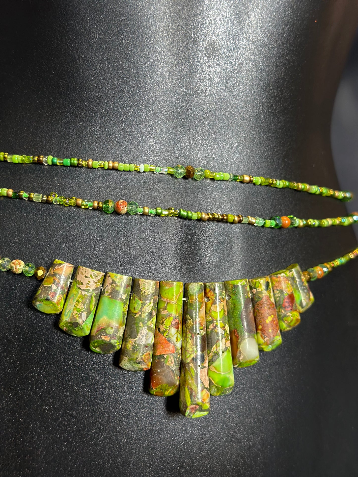 Mojito Waistbeads feat. Green Jasper Pendant