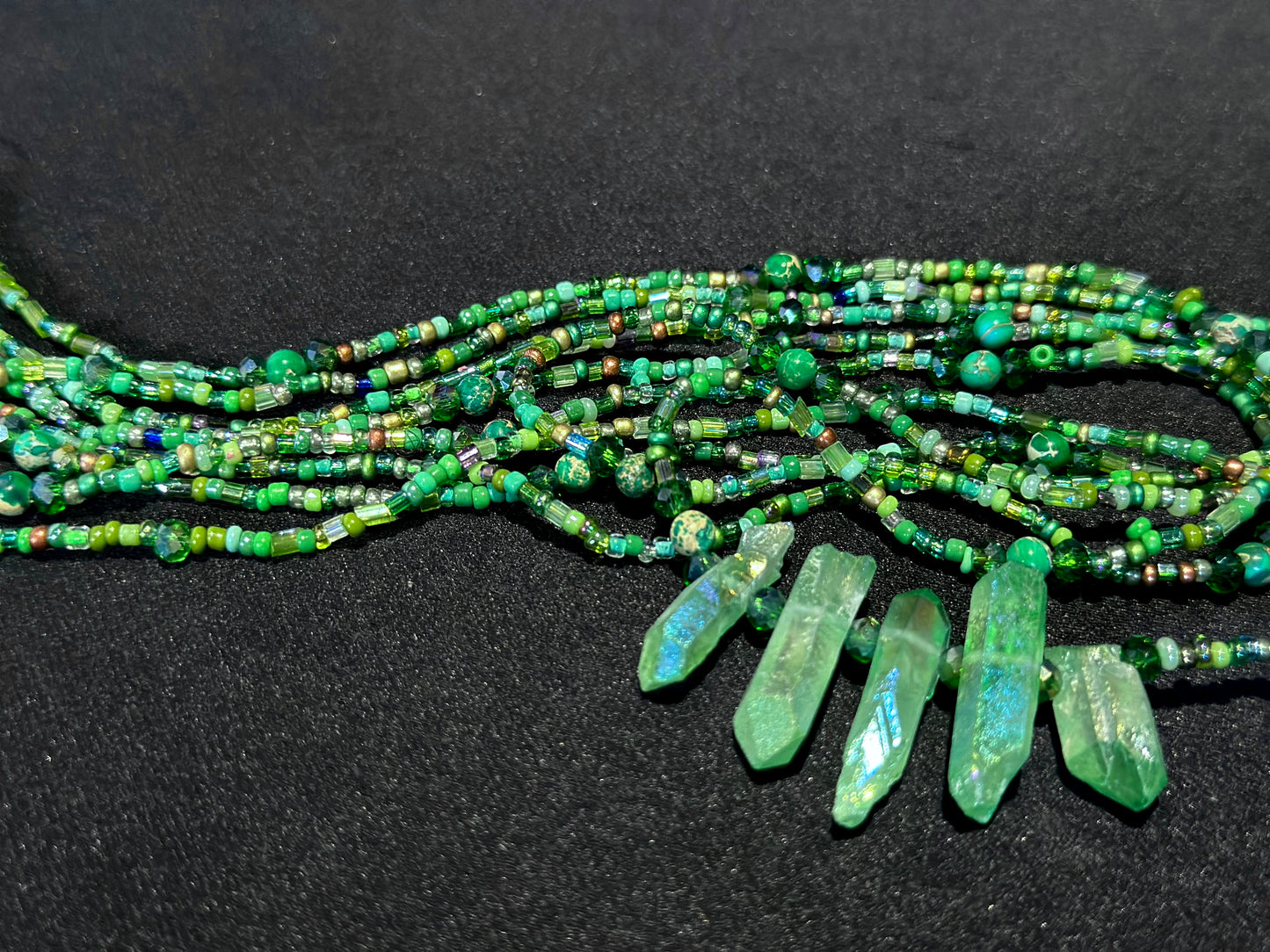 Lush Waistbeads feat. Green Crystal Pendant