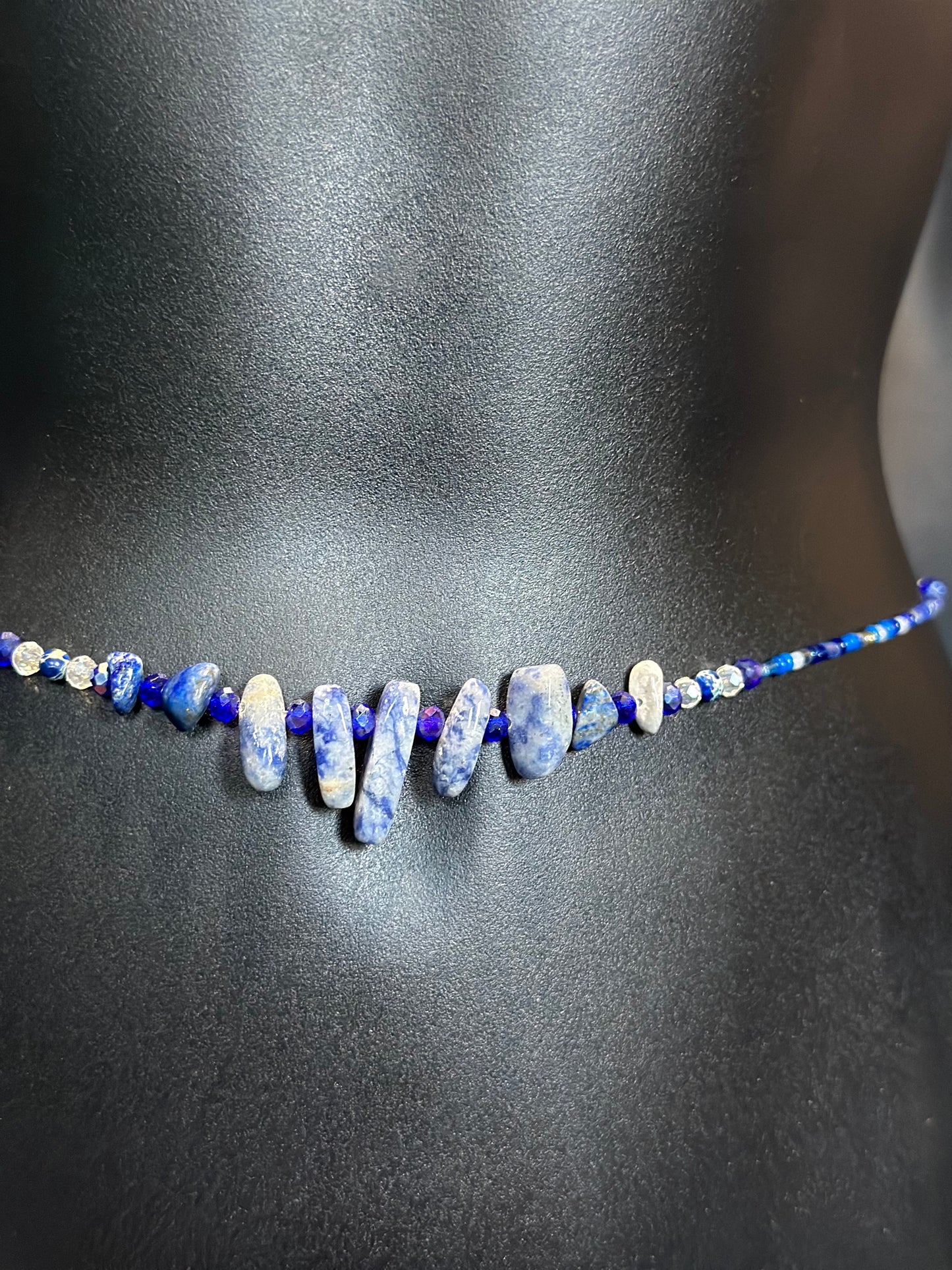 Cobalt Waistbeads feat. Lapis Lazuli Pendant