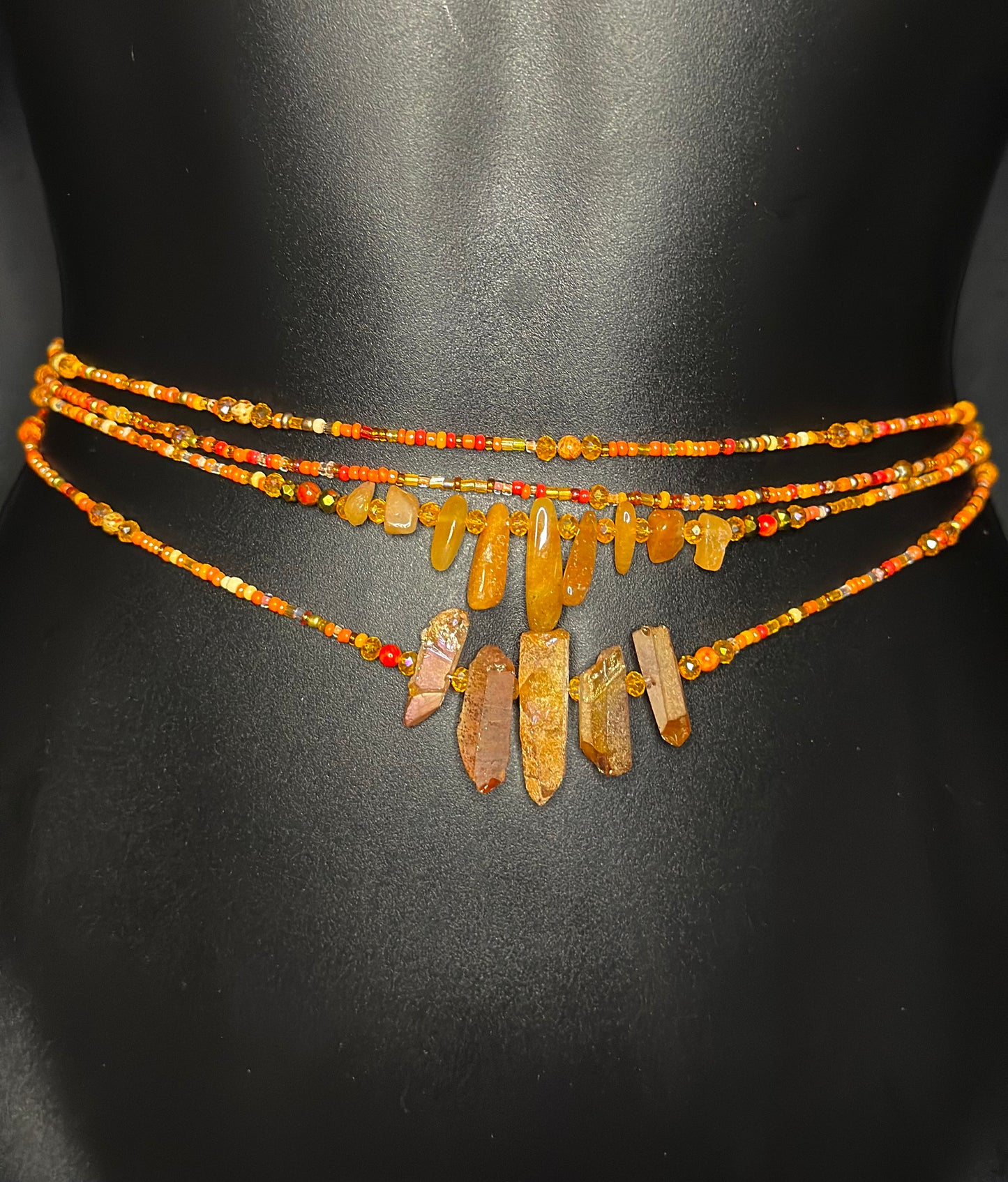 Mango Waistbeads feat. Orange Crystal Pendant