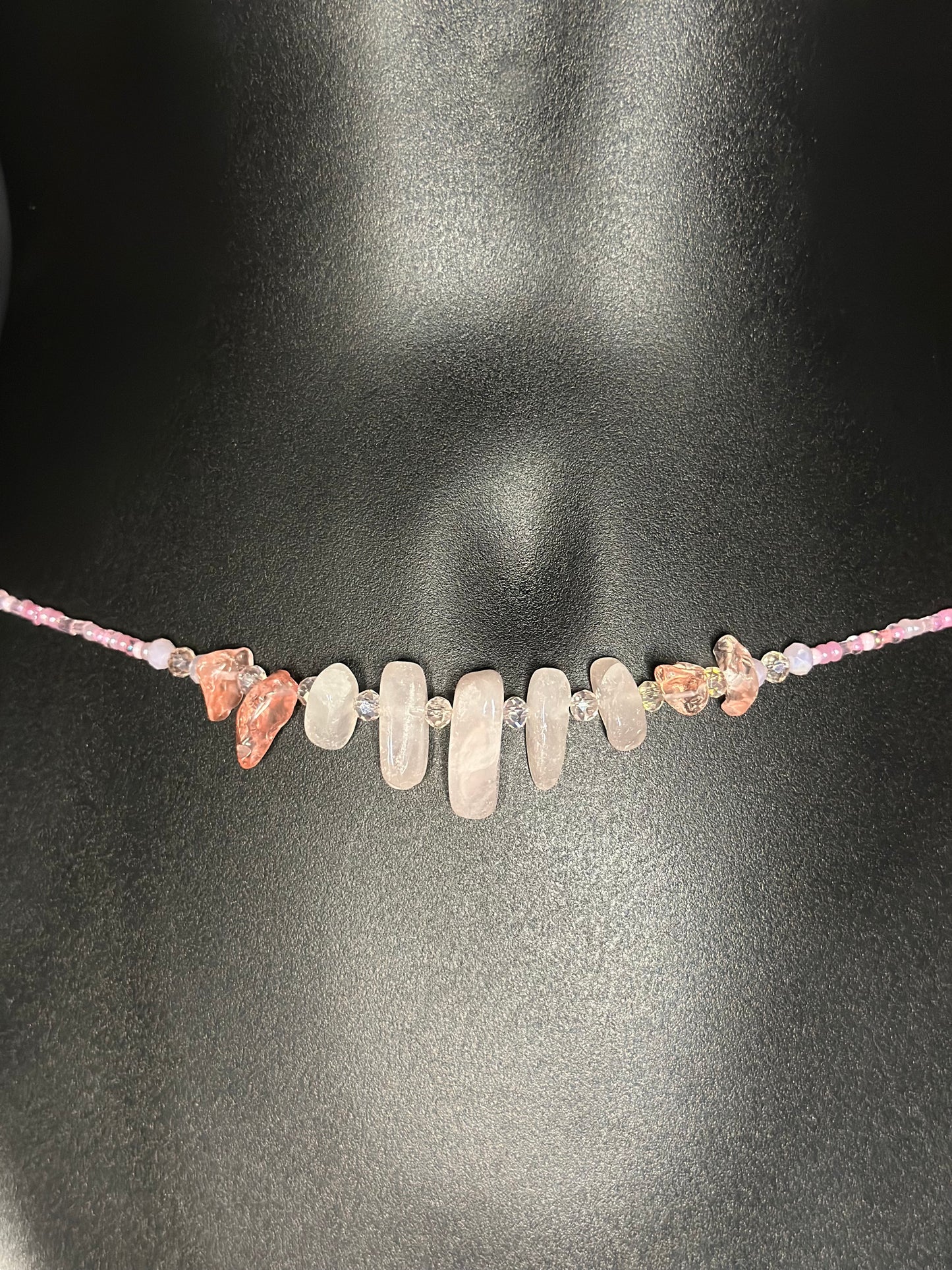 Cherry Blossom Waistbeads feat. Rose Quartz Pendant