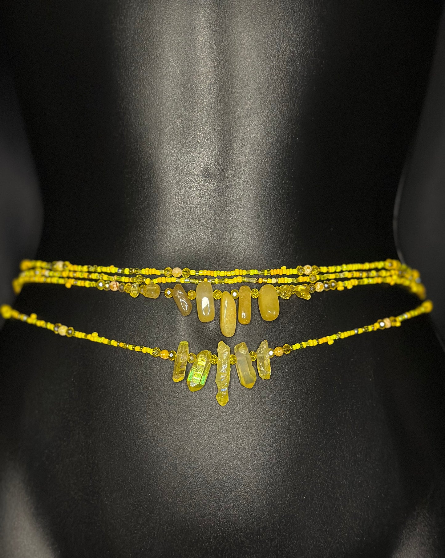 Honeycomb Waistbeads feat. Yellow Crystal Pendant