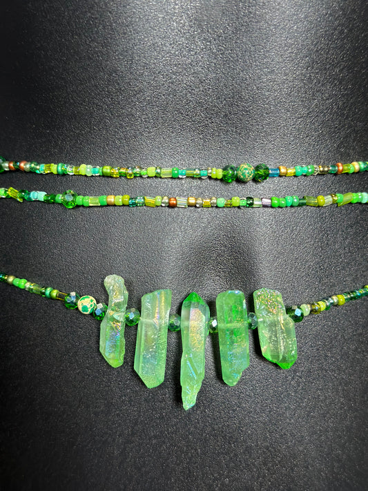 Lush Waistbeads feat. Green Crystal Pendant