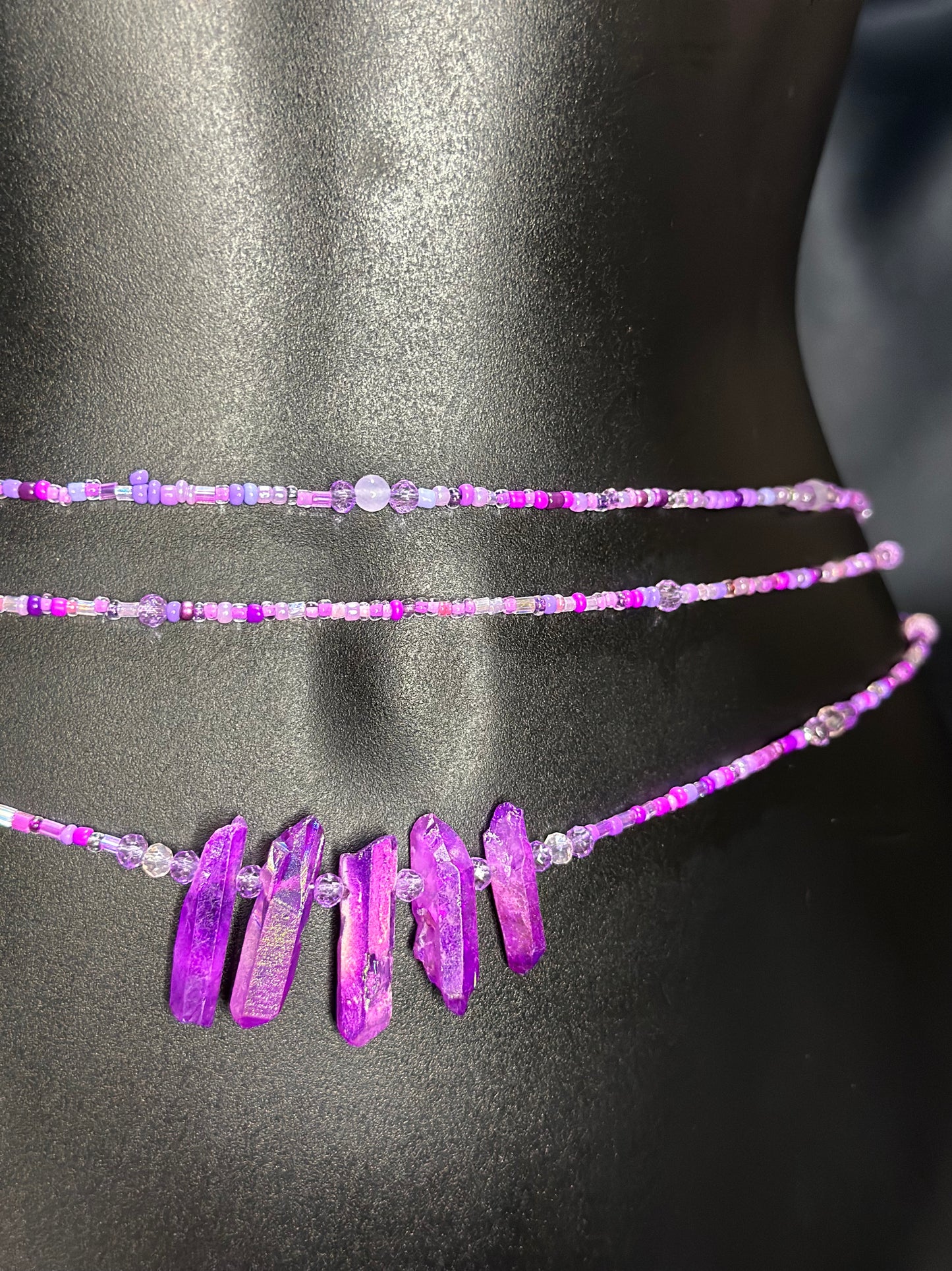 Orchid Waistbeads feat. Purple Crystal Pendant