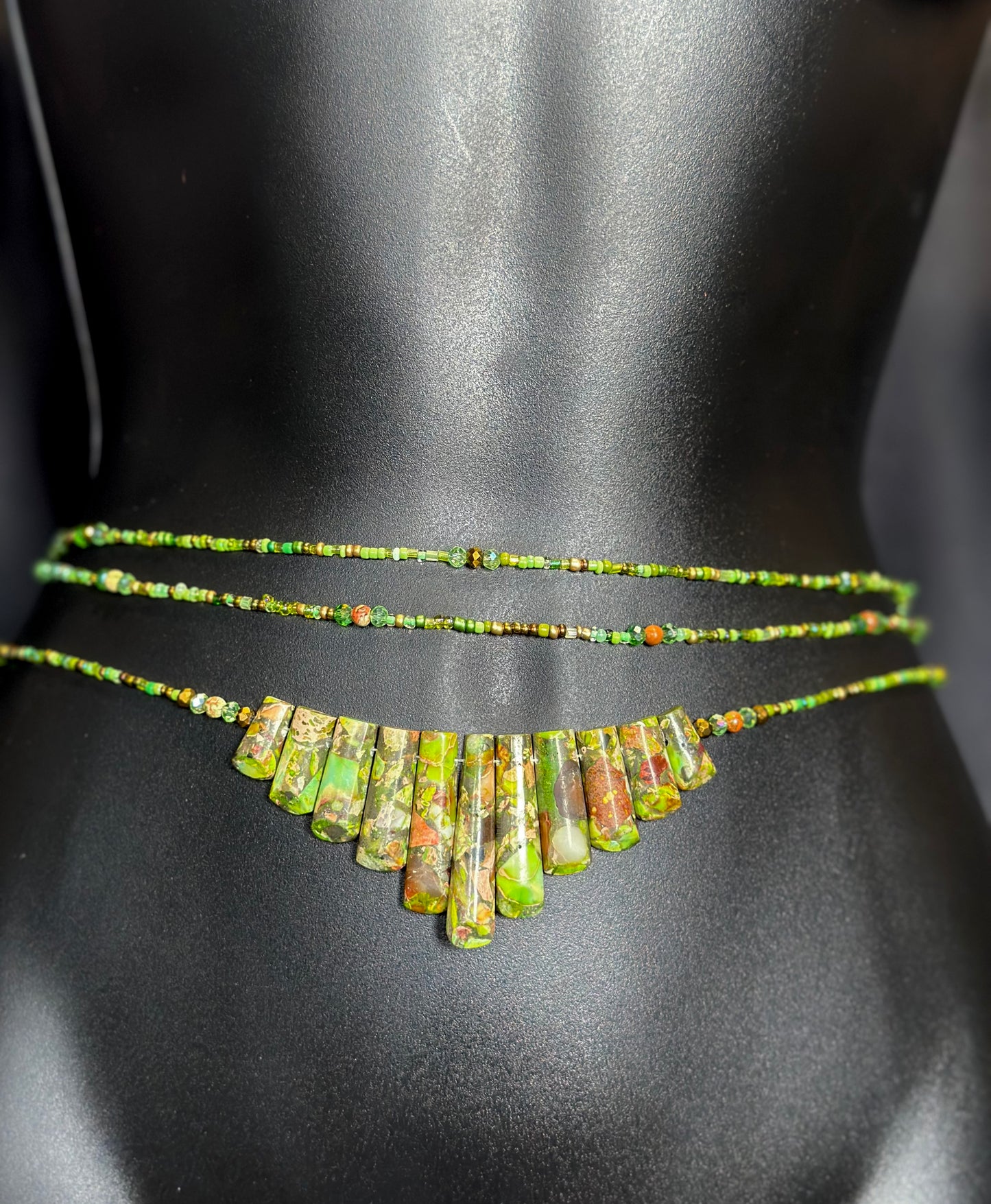 Mojito Waistbeads feat. Green Jasper Pendant