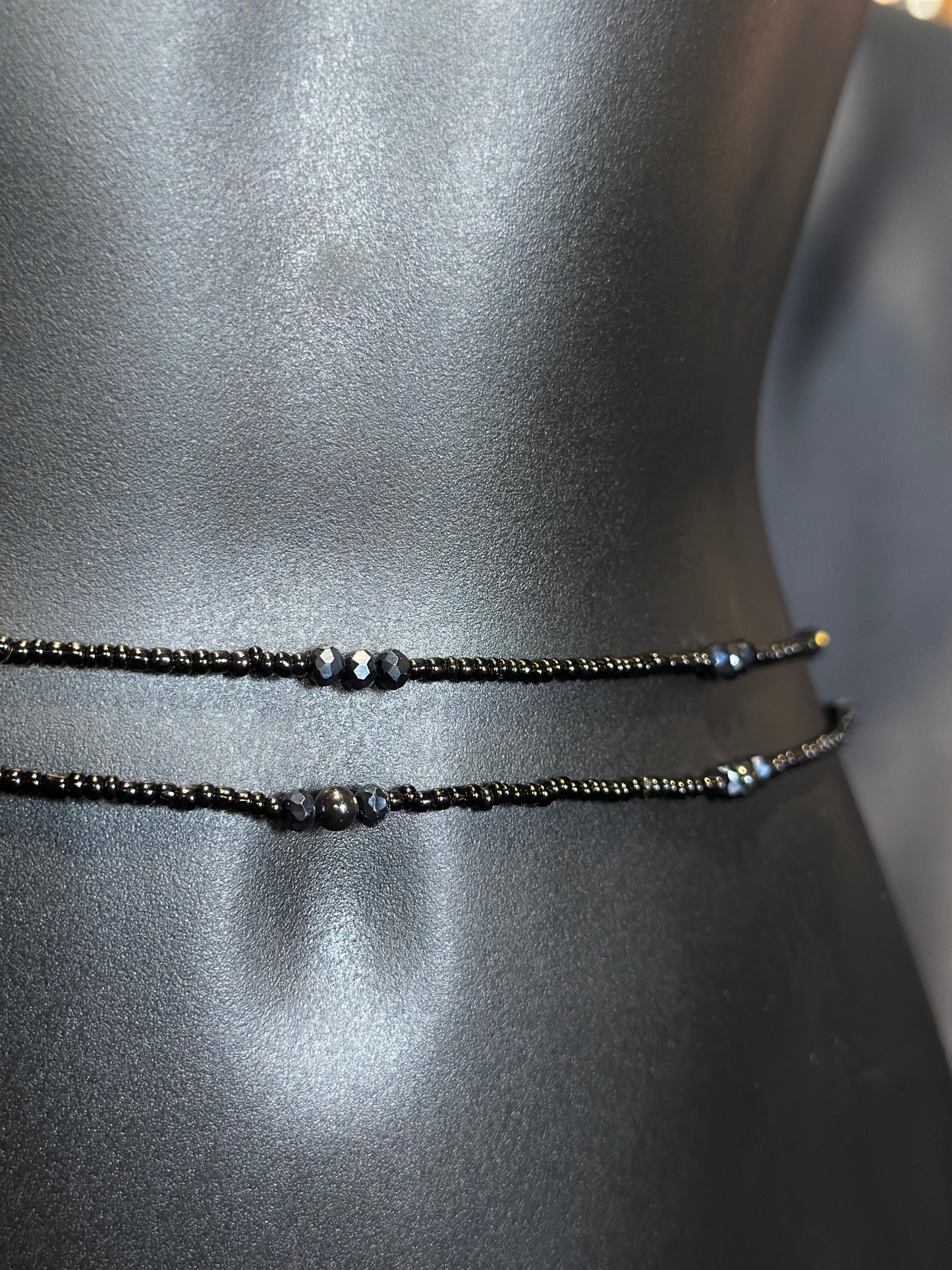 Vanilla Bean Waistbeads feat. Black Jasper