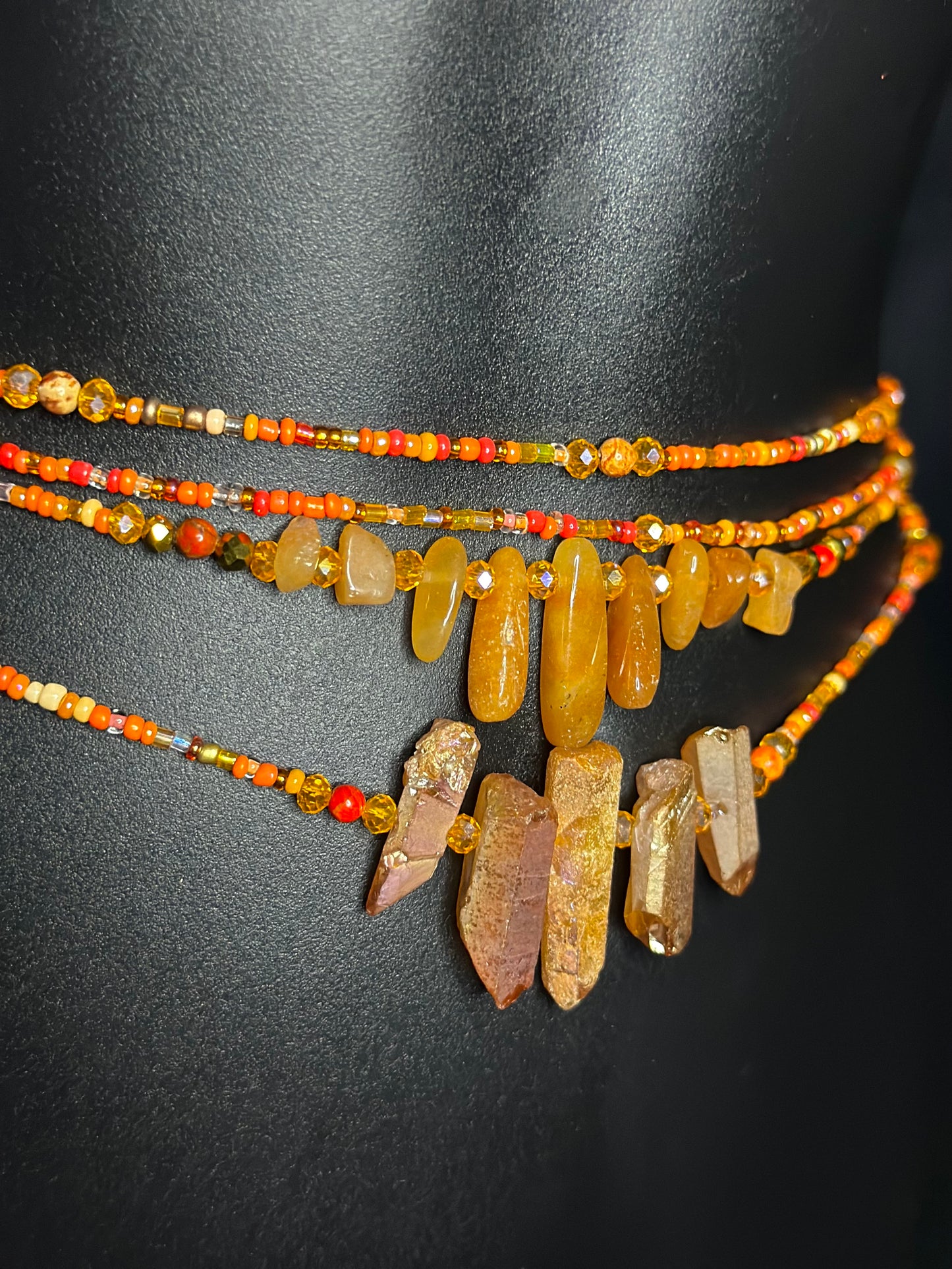 Mango Waistbeads feat. Orange Crystal Pendant