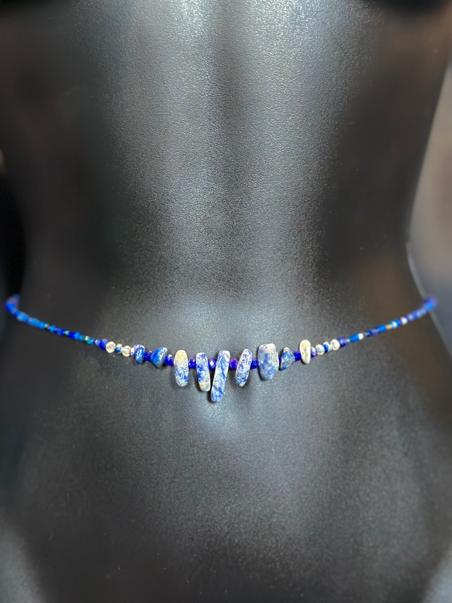 Cobalt Waistbeads feat. Lapis Lazuli Pendant