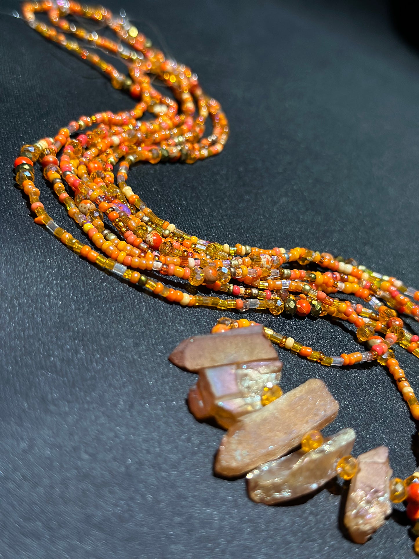 Mango Waistbeads feat. Orange Crystal Pendant