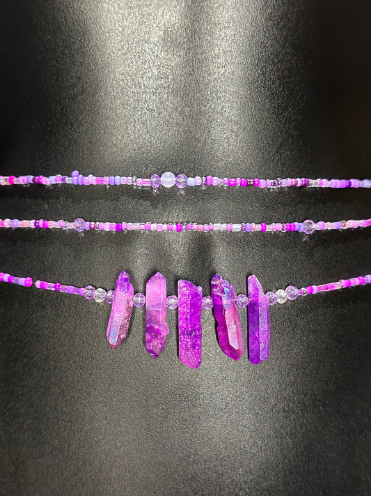 Orchid Waistbeads feat. Purple Crystal Pendant