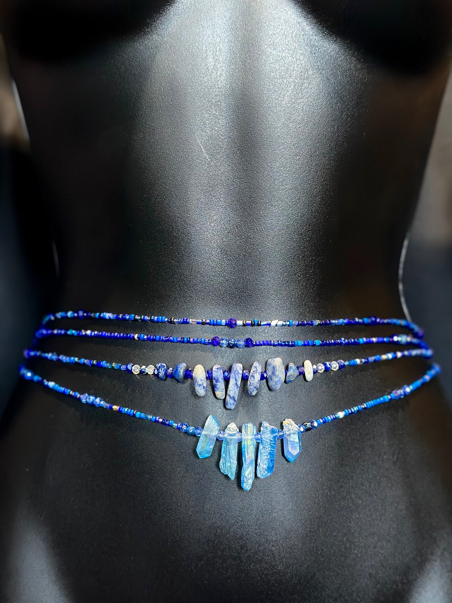 Cobalt Waistbeads feat. Blue Crystal Pendant