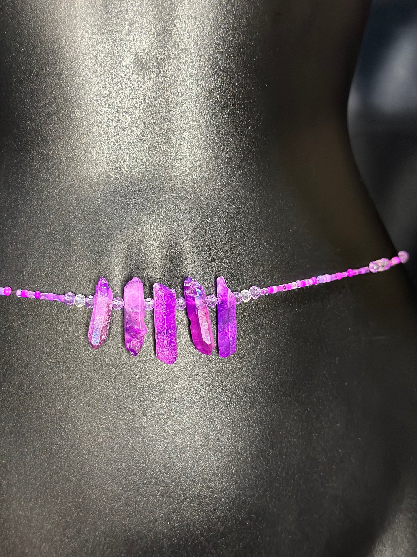 Orchid Waistbeads feat. Purple Crystal Pendant