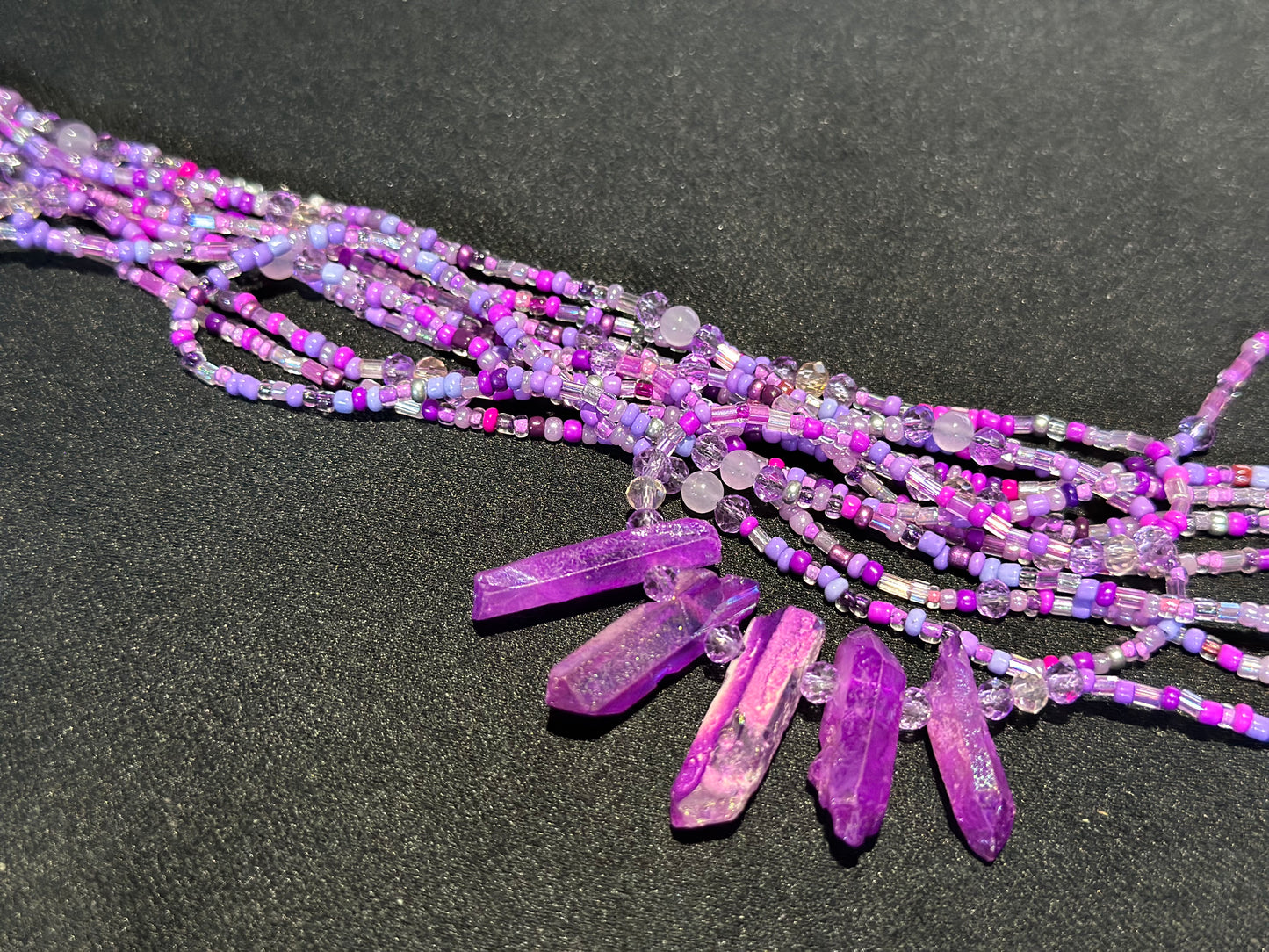 Orchid Waistbeads feat. Purple Crystal Pendant