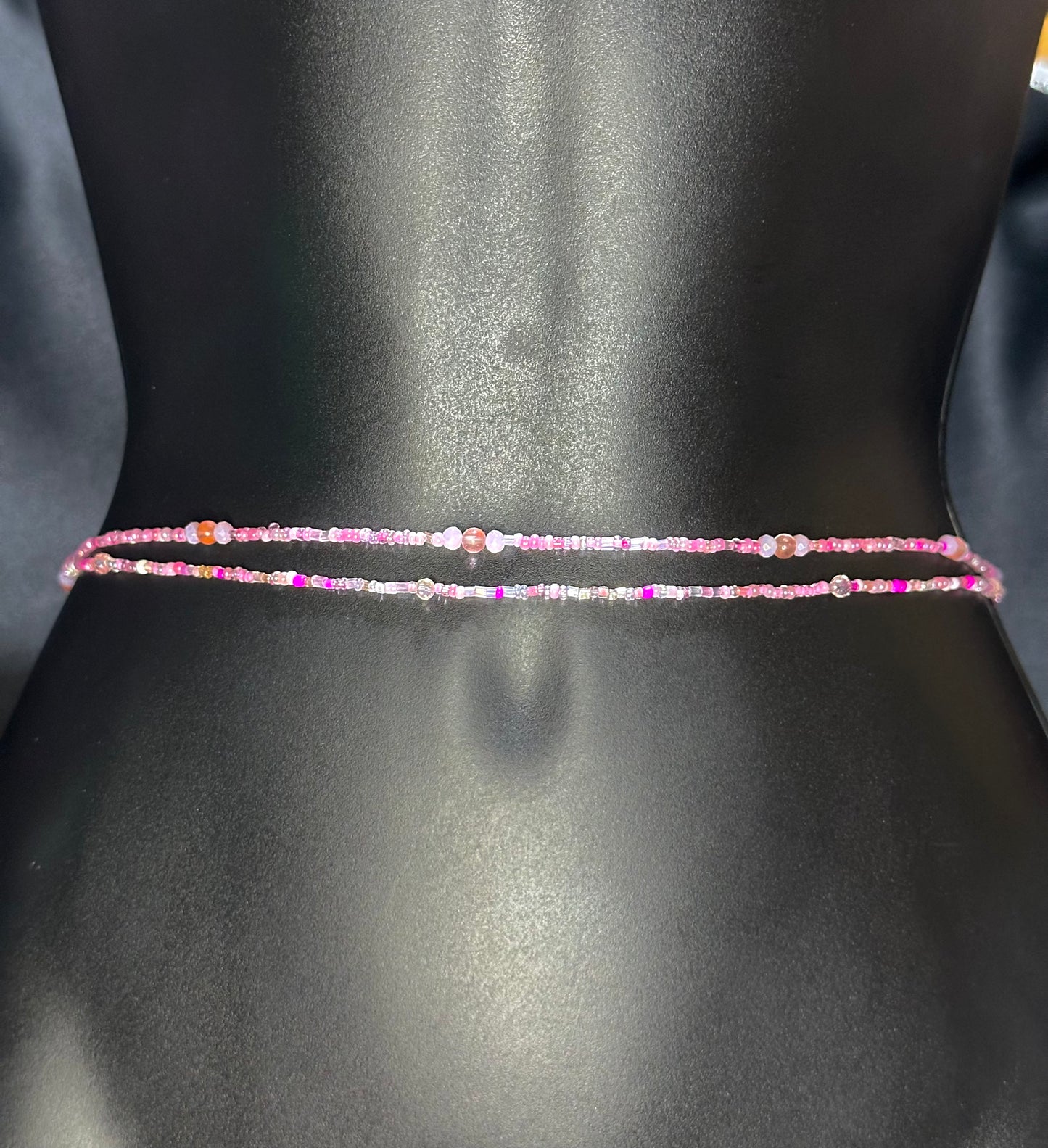 Cherry Blossom Waistbeads feat. Rose Quartz