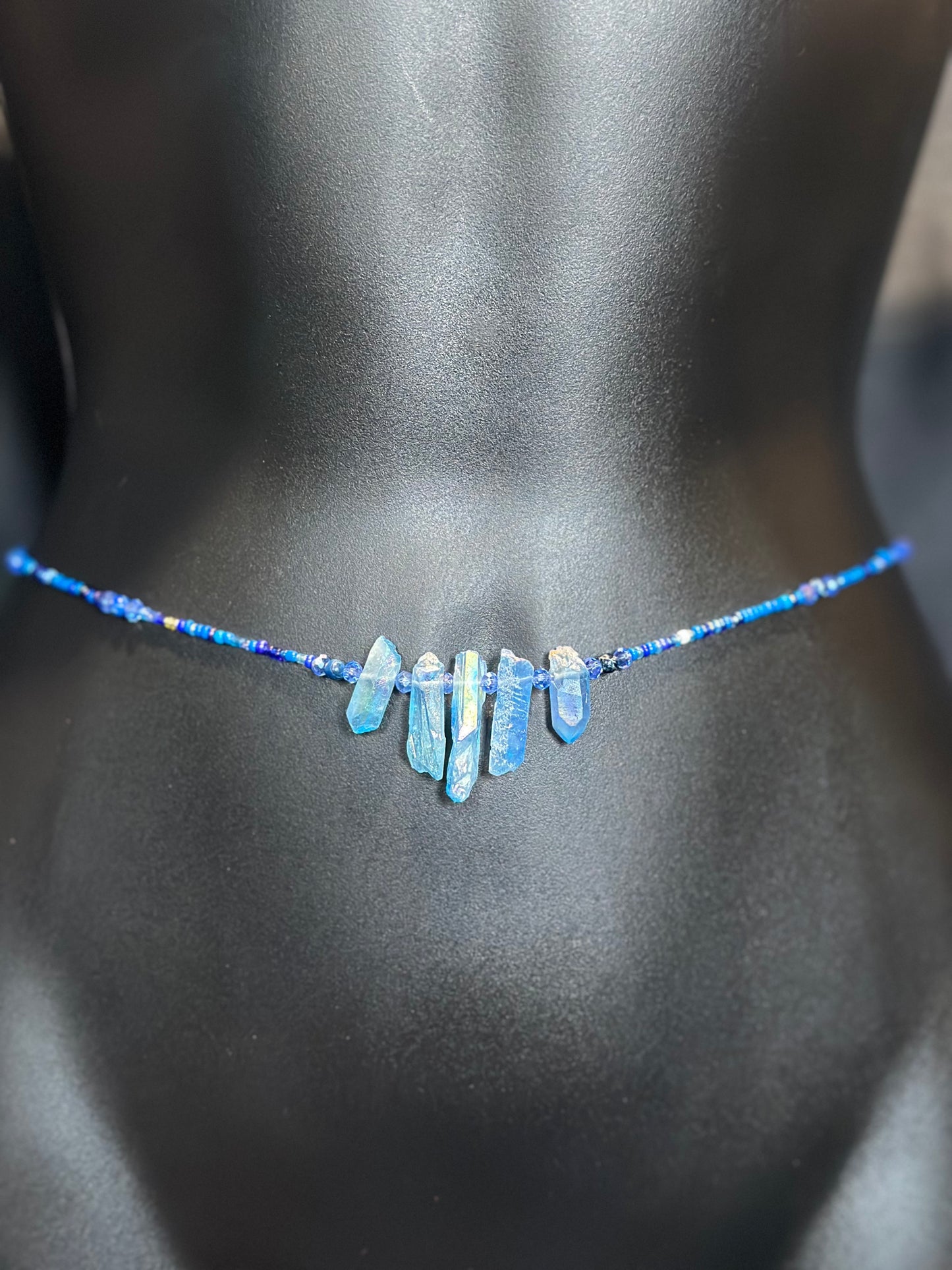 Cobalt Waistbeads feat. Blue Crystal Pendant