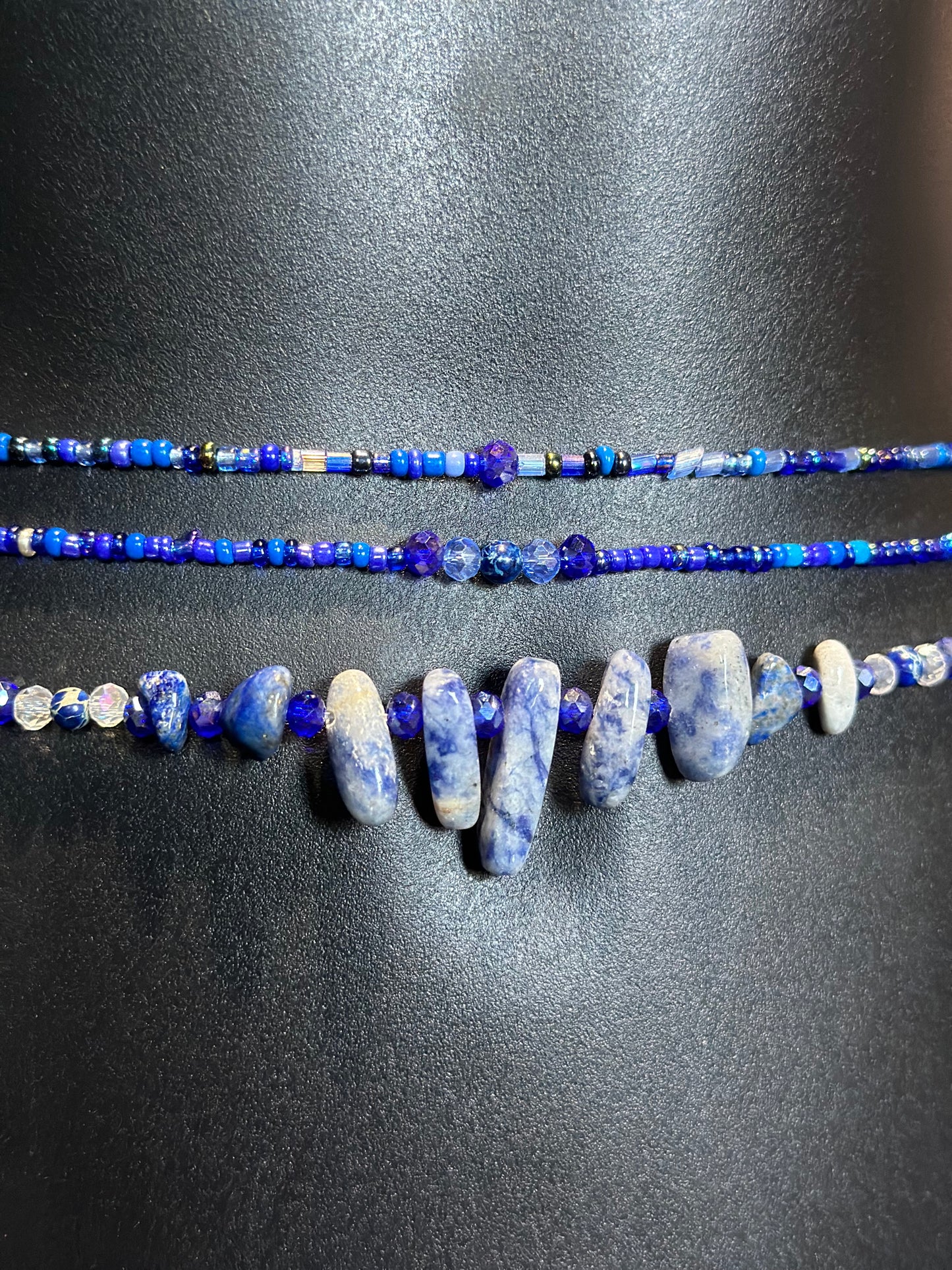 Cobalt Waistbeads feat. Lapis Lazuli Pendant