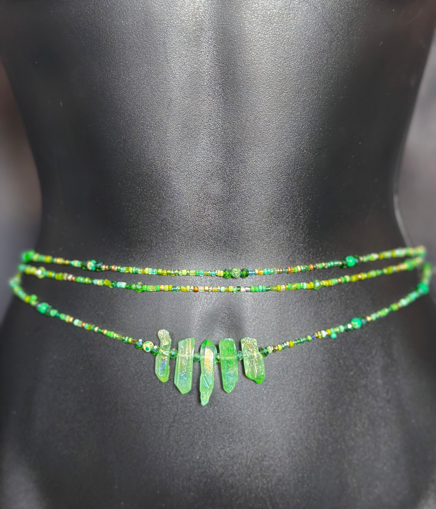 Lush Waistbeads feat. Green Crystal Pendant