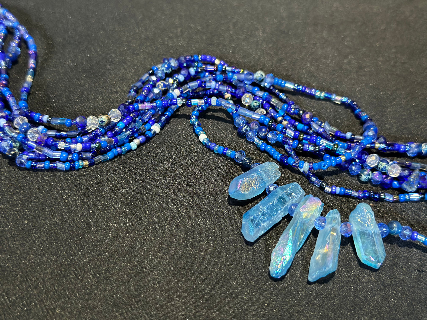 Cobalt Waistbeads feat. Blue Crystal Pendant