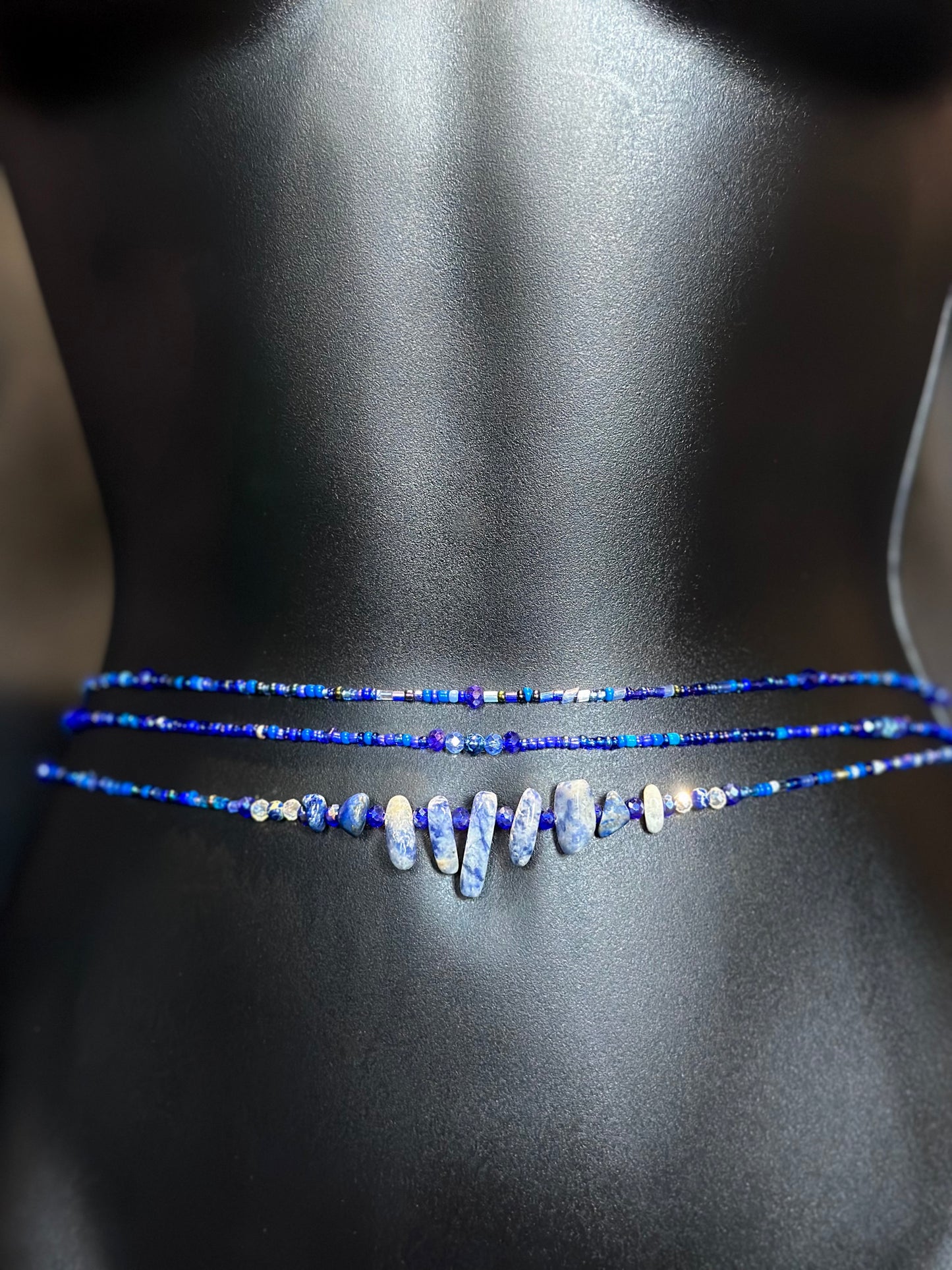 Cobalt Waistbeads feat. Lapis Lazuli Pendant