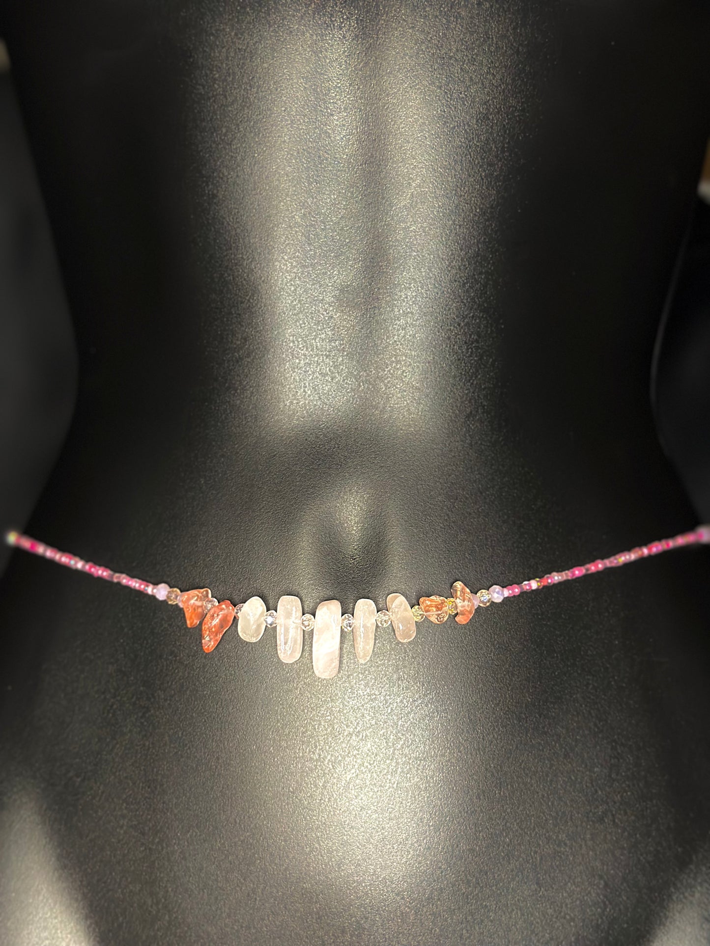 Cherry Blossom Waistbeads feat. Rose Quartz Pendant