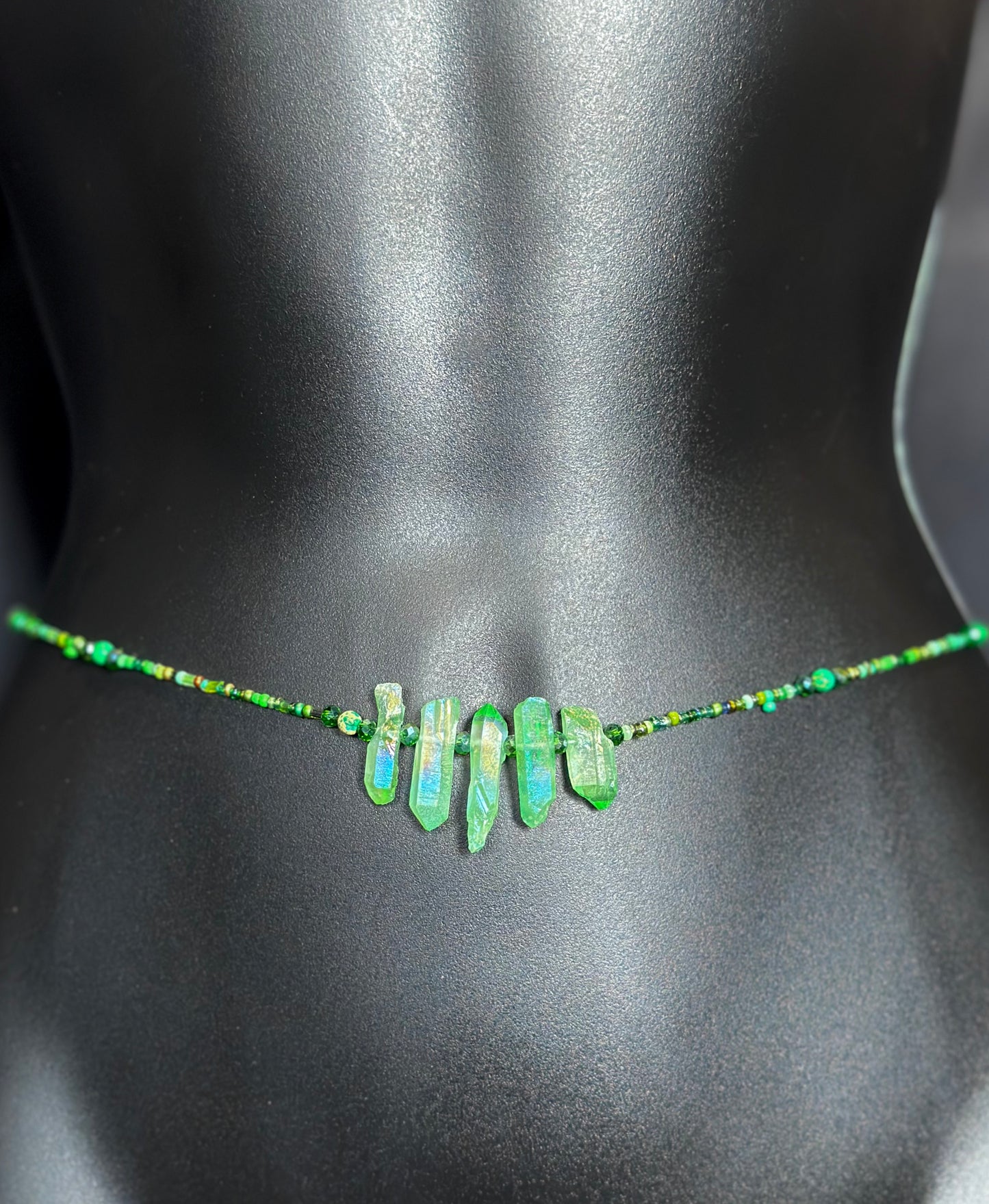 Lush Waistbeads feat. Green Crystal Pendant